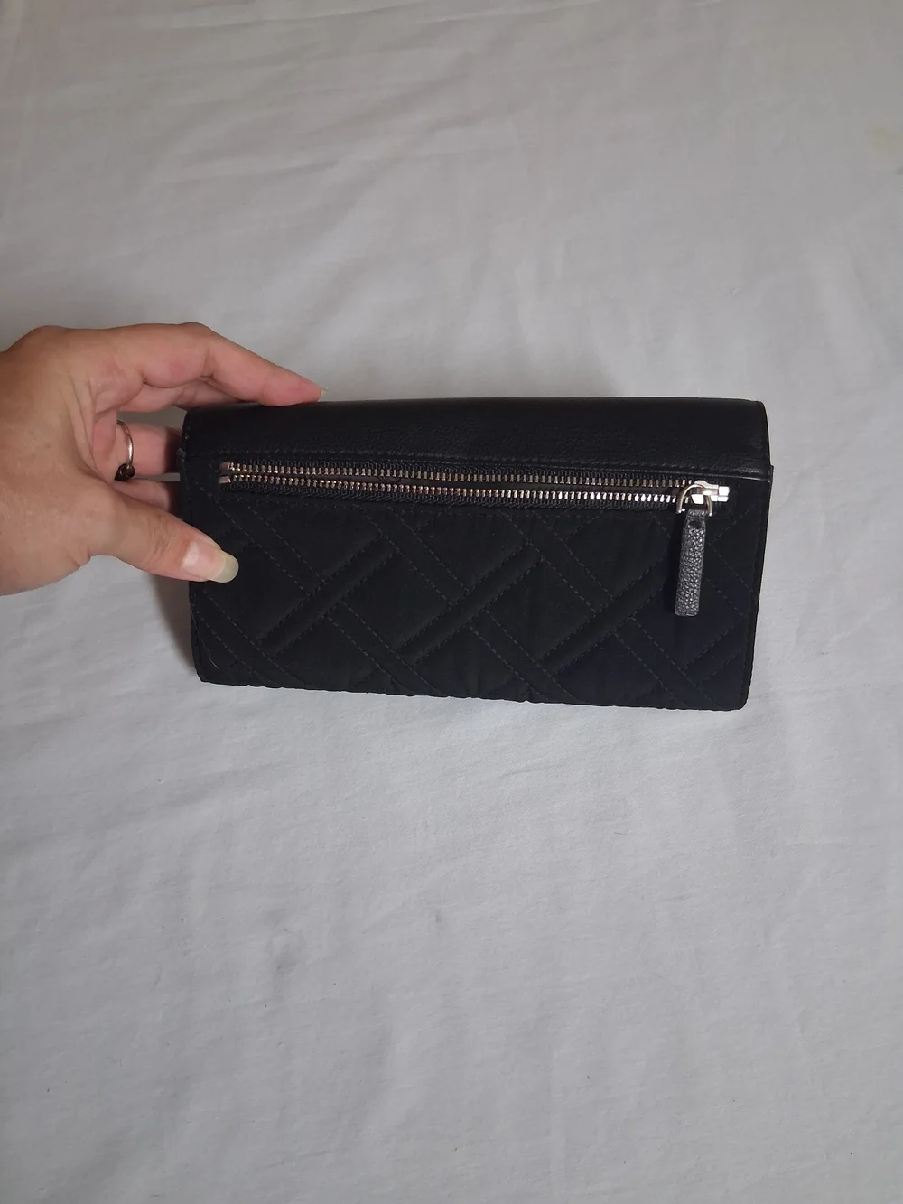 Vera Bradley Black Quilted Leather Wallet